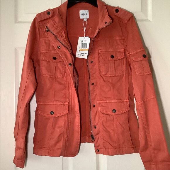 Kensie Jackets & Blazers - Kensie NWT Womens Orange Cargo Military Jacket